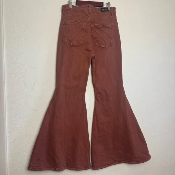 Shyanne Extreme Flare Tulip Western Bohemian High Rise Rust Denim - Picture 4 of 7